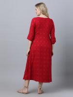 Maroon pintucked Maternity & nursing dress - Image 4