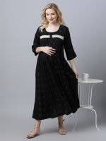 Black pintucked Maternity & nursing dress - Image 8