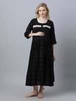 Black pintucked Maternity & nursing dress - Image 7