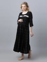Black pintucked Maternity & nursing dress - Image 6