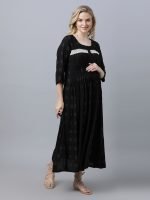 Black pintucked Maternity & nursing dress - Image 5