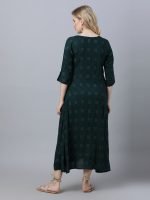 Bottle green pintucked Maternity & nursing dress - Image 4