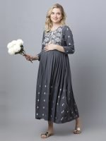 Pretty princess dark grey Maternity & nursing dress