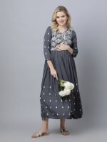 Pretty princess dark grey Maternity & nursing dress - Image 8