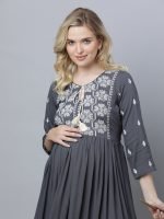 Pretty princess dark grey Maternity & nursing dress - Image 2