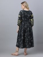 Dark grey slub rayon printed Maternity & nursing dress - Image 7