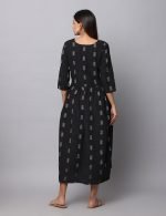Dobby black cotton mirror embroidery Maternity & nursing dress - Image 6