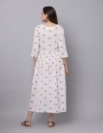 Dobby white cotton DIAMOND embroidery Maternity & nursing dress - Image 6