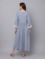 Grey rayon embroidery Maternity & nursing dress - Image 6