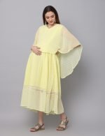 Lemon yellow poncho Maternity & nursing dress - Image 4