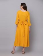 Mustard garden embroidery Maternity & nursing dress - Image 6
