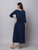 Peacock blue garden embroidery Maternity & nursing dress - Image 3
