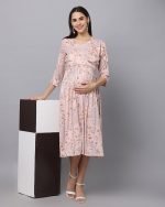 Petal pink front knot Maternity & nursing dress - Image 6