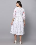 White slub rayon printed Maternity & nursing dress - Image 6